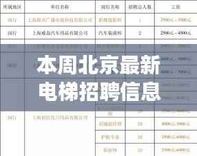 北京电梯招聘信息揭秘,小巷深处的隐藏宝藏与别致小店的背后故事