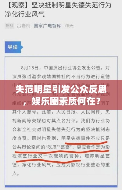 失范明星引发公众反思，娱乐圈素质何在？